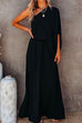 Meridress One Shoulder Batwing Sleeve Waisted Side Split Maxi Dress