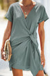 MR Cross V Neck Tie Mini Dress