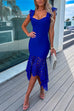 Meridress V Neck Ruffle Lace Splice Backless Bodycon Party Dress