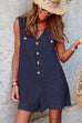 Meridress V Neck Buttons Tank Romper with Pockets