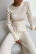 Meridress O Neck Waisted Pullovers Drawstring Wide Leg Pants Knit Set