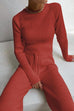 Meridress O Neck Waisted Pullovers Drawstring Wide Leg Pants Knit Set
