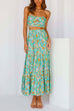 Meridress Floral Printed Cut Out Tube Top High Waist Ruffle Swing Skirt Set