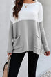 Meridress Long Sleeve Color Block Pockets Knit Pullovers