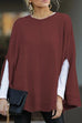 Meridress Solid Crewneck Batwing Sleeve Cloak Pullovers