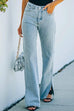 Meridress Split Bottoms Distressed Wide Leg Jeans