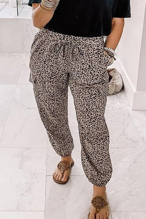 Meridress Leopard Tie Knot Pants with Pockets