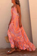 Meridress Halter Backless Printed Maxi Ruffle Swing Dress