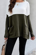 Meridress Long Sleeve Color Block Pockets Knit Pullovers