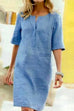 Meridress Kathy Half Sleeve Cotton Linen Shift Dress