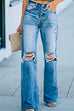 Meridress Wide Leg Distressed Ripped Denim Pants