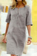 Meridress Kathy Half Sleeve Cotton Linen Shift Dress