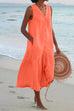Meridress V Neck Sleeveless Beach Midi Dress(7 Colors)