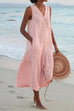 Meridress V Neck Sleeveless Beach Midi Dress(7 Colors)