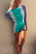 Meridress Cowl Neck Batwing Sleeve Tie Dye Mini Dress