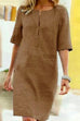 Meridress Kathy Half Sleeve Cotton Linen Shift Dress