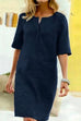 Meridress Kathy Half Sleeve Cotton Linen Shift Dress