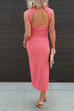 Meridress Backless Split Long Sleeveless Pencil Dress