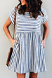MR Square Collar Striped Casual Dress