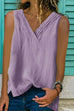 Meridress V Neck Split Side Solid Color Tank Top