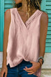 Meridress V Neck Split Side Solid Color Tank Top