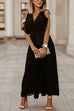 Meridress Wrap V Neck Ruffle Sleeve Tie Waist Pleated Maxi Dress