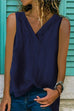 Meridress V Neck Split Side Solid Color Tank Top