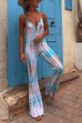 Meridress Lace-up V Neck Flare Bottoms Tie Dye Skinny Cami Jumpsuit