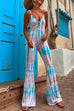 Meridress Lace-up V Neck Flare Bottoms Tie Dye Skinny Cami Jumpsuit