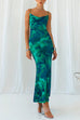Meridress Cowl Neck Backless Printed Cami Maxi bodycon Dress