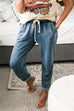 Meridress Casual Distressed Elastic Waist Cuffed Jeans