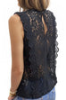 Meridress V Neck Lace Hollow Out Sleeveless Top
