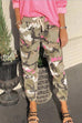 Meridress Camo Elastic Mid Belt Waist Cargo Pants