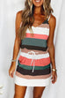 Meridress Drawstring Waist Tie Shoulder Stripes Color Block Cami Dress