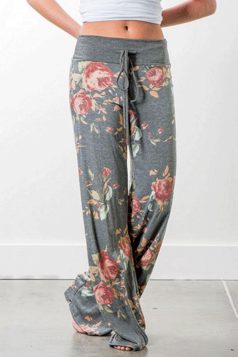 Meridress Casual Floral Print Wide Leg Pants