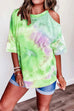 Meridress Crew Neck Cold Shoulder Tie Dye T-shirt