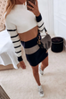 Meridress Color Block Striped Long Sleeve Mini Dresses