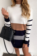 Meridress Color Block Striped Long Sleeve Mini Dresses