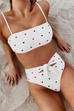 Meridress Heart Printed Tie Waist Two Pieces Swimsuit